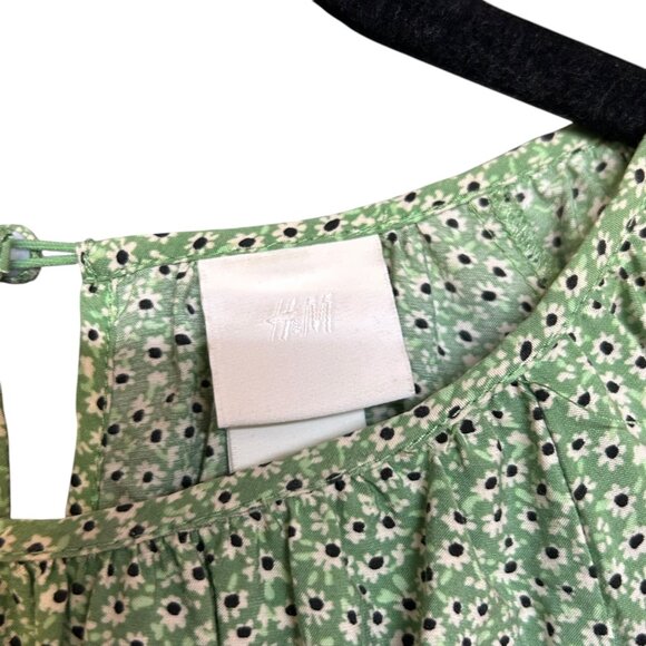 H&M Green Ditsy Floral Balloon Sleeve Dress - Picture 5 of 6